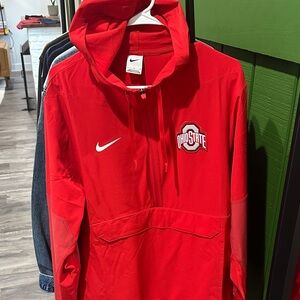 Nike 2025 Sideline Scarlet Ohio State Anorak Half Zip Hoodie Jacket